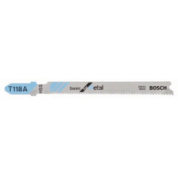 Lame de scie sauteuse T 118 A Basic for Metal L.92mm Pas1,1-1,5mm HSS 100erPack