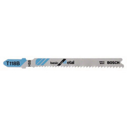 Lame de scie sauteuse T 118B Basic for Metal L.92mm Pas 1,9-2,3mm HSS 100erPack