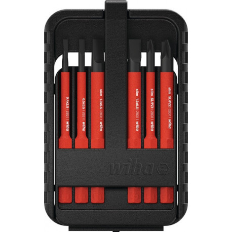 Lot de 6 embouts slimBit pour électricien (44366) Rouge pour speedE, embouts longs et fins, plats, cruciformes, Torx