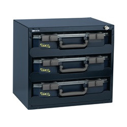 Coffre-fort Larg. 452 x P. 330 x H. 405 mm 3 boîte d assort., 10 inserts boîtier en tôle d acier/tiroirs en PP RAACO