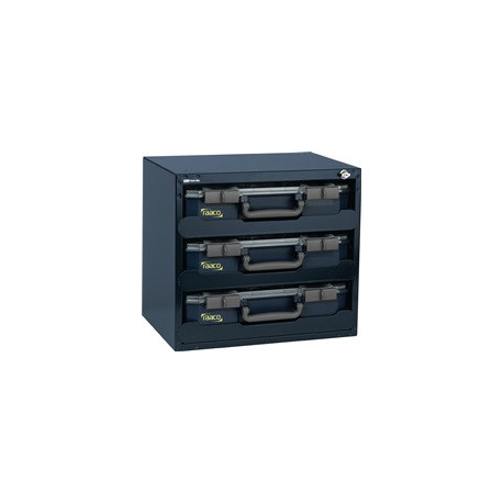 Coffre-fort Larg. 452 x P. 330 x H. 405 mm 3 boîte d assort., 10 inserts boîtier en tôle d acier/tiroirs en PP RAACO