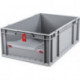 Conteneur de transport gerbable L600xl400xH220mm gris rouge PP avec plaque rabat