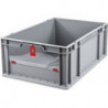 Conteneur de transport gerbable L600xl400xH220mm gris rouge PP avec plaque rabat