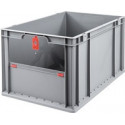 Conteneur de transport gerbable L600xl400xH320mm gris rouge PP avec plaque rabat