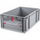 Conteneur de transport gerbable L600xl400xH220mm gris rouge PP avec plaque rabat