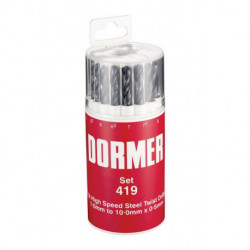 Jeu de Foret hélicoidaux A191 DIN 338 TypN D.1-10x0.5mm HSS 19 unités Boîte ronde DORMER