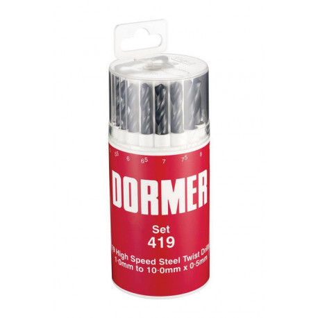 Jeu de Foret hélicoidaux A191 DIN 338 TypN D.1-10x0.5mm HSS 19 unités Boîte ronde DORMER