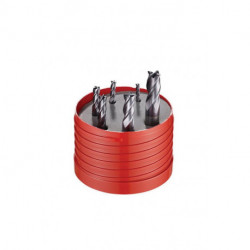 Jeu de fraises en bout Nr.944 D.3/4/5/6/8/10mm Z.4 VHM TiAlN 6tlg.Boîte ronde DORMER