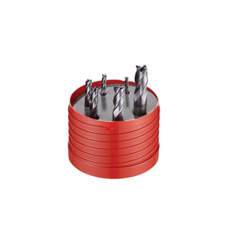 Jeu de fraises en bout Nr.944 D.3/4/5/6/8/10mm Z.4 VHM TiAlN 6tlg.Boîte ronde DORMER