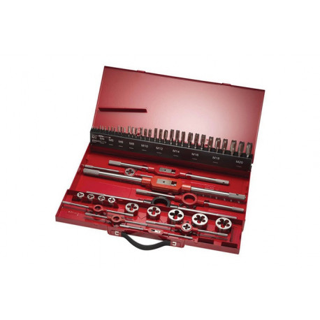 Jeu de filières et tarauds 30 M3-M20 30unités HSS Coffret métallique