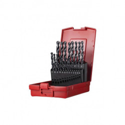 Jeu de forets hélicoïdaux A190 DIN 338 TypN D.1/16-3/8 x1/64 HSS 21 unités coffret plastique .DORMER