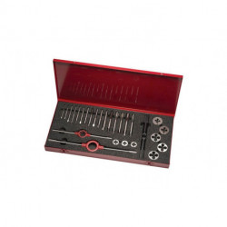 Jeu de filières et tarauds HS-4M M5-M12 32unités HSS Coffret métallique