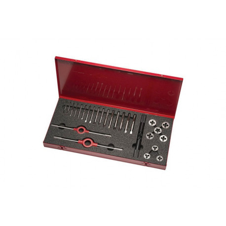 Jeu de filières et tarauds HS-10M M3-M10 27unités HSS Coffret métallique