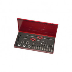 Jeu de filières et tarauds HS-24UNF UNF 1/4-1/2 18unités HSS Coffret métallique