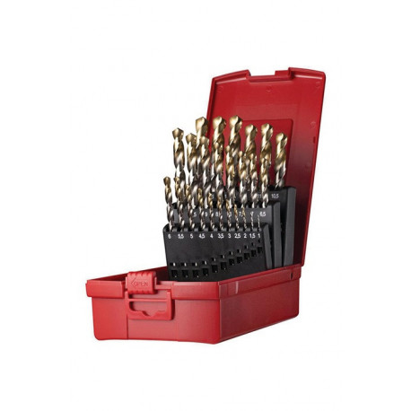 Jeu de Foret hélicoidaux A095 DIN 338 TypN D.1-13x0.5mm HSS 25 unités coffret plastique.DORMER