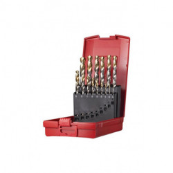Jeu de forets hélicoïdaux A095 DIN 338 TypN D.1/16-1/2 x1/32 HSS 15 unités coffret plastique .DORMER