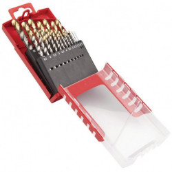 Jeu de Foret hélicoidaux A087 DIN 338 TypN D.1-10x0.5mm HSS 19 unités coffret plastique.DORMER