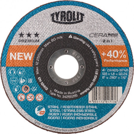 Trennscheibe CERABOND 2in1 D230x2mm Acier / Inox Al.22,23mm TYROLIT (Par 15)
