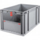 Conteneur de transport gerbable L600xl400xH320mm gris rouge PP avec plaque rabat