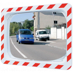 Miroir de circulation H400xl600mm plast.rouge/blc ac logement p. int. et ext., p. 2 directions Distance max.de l’observateur 9m SPL