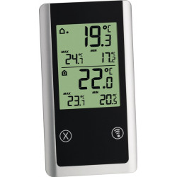 Thermomètre sans fil Joker plage de mesure extérieur -50 à 70 degrés C / intérieur 0 à 50 degrés C H152xL82xP72mm plastique TFA