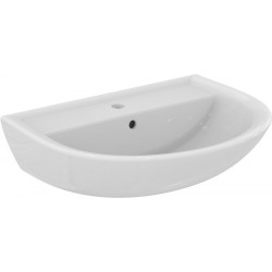 Lave-mains EUROVIT 1 trou pour robinet, avec trop-plein, 635 x 495 x 18 blanc IDEAL STANDARD