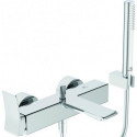 Mitigeur bain CHECK chrome apparent avec tige-HB, flexible de douche, support mural IDEAL STANDARD