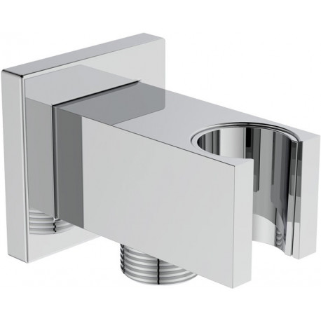 Coude de raccordement mural IDEALRAIN avec support de douche carré chrome IDEAL STANDARD