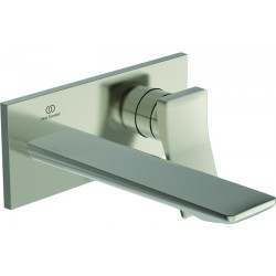 Mitigeur lavabo mural CHECK projection 180 mm argent Storm avec rosace carrée, kit 2 IDEAL STANDARD