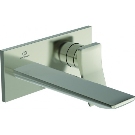 Mitigeur lavabo mural CHECK projection 180 mm argent Storm avec rosace carrée, kit 2 IDEAL STANDARD