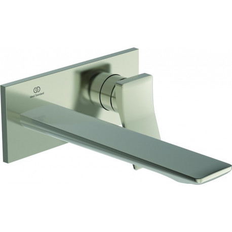 Mitigeur lavabo mural CHECK projection 225 mm argent Storm avec rosace carrée, kit 2 IDEAL STANDARD