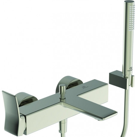 Mitigeur bain CHECK argent apparent Storm w.Stab-HB, flexible de douche, support mural IDEAL STANDARD