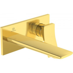 Mitigeur lavabo mural CHECK, saillie 180 mm, or brossé avec rosace carrée, kit 2 IDEAL STANDARD