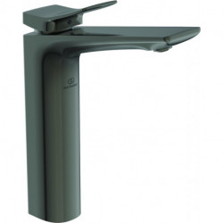 Robinet de lavabo CHECK projection 150 mm gris magnétique avec base allongée et filetage de drainage. NORME IDÉALE