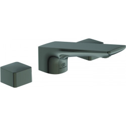 Mitigeur lavabo 3 trous CONCA avec vidage en métal, gris magnétique