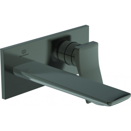 Mitigeur lavabo mural CHECK, saillie 180 mm, gris magnétique avec rosace carrée, kit 2 IDEAL STANDARD