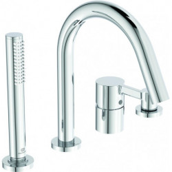 Mitigeur bain-douche 4 trous sur gorge JOY avec bec chromé avec douchette et inverseur IDEAL STANDARD