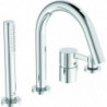 Mitigeur bain-douche 4 trous sur gorge JOY avec bec chromé avec douchette et inverseur IDEAL STANDARD