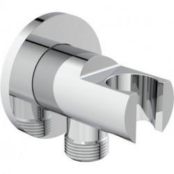 Coude de raccordement mural IDEALRAIN avec support de douche rond chromé IDEAL STANDARD