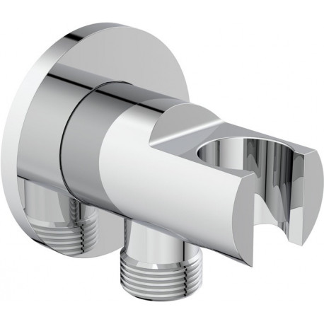 Coude de raccordement mural IDEALRAIN avec support de douche rond chromé IDEAL STANDARD