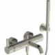 Mitigeur bain JOY avec douchette bâton argent Flexible de douche tempête et support mural IDEAL STANDARD
