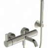 Mitigeur bain JOY avec douchette bâton argent Flexible de douche tempête et support mural IDEAL STANDARD