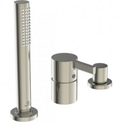 Mitigeur bain-douche 3 trous sur gorge JOY sans bec argent Storm avec douchette à main et inverseur IDEAL STANDARD