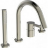 Mitigeur bain-douche 4 trous sur gorge JOY avec bec tempête argent avec douchette et inverseur IDEAL STANDARD