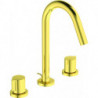 Mitigeur lavabo 3 trous JOY, saillie 127 mm, or brossé avec vidage IDEAL STANDARD