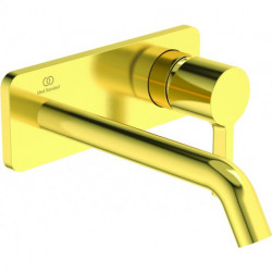 Mitigeur lavabo mural JOY projection 180 mm rosace carrée or brossé, kit 2 IDEAL STANDARD