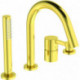 Mitigeur bain-douche 4 trous sur gorge JOY avec bec or brossé avec douchette bâton et inverseur IDEAL STANDARD
