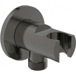 Coude de raccordement mural IDEALRAIN avec support de douche rond gris magnétique IDEAL STANDARD
