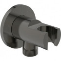 Coude de raccordement mural IDEALRAIN avec support de douche rond gris magnétique IDEAL STANDARD