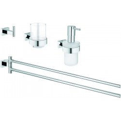 Set salle de bain-Set 4 in 1 ESSENTIALS CUBE chromé 